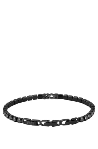 Tennisarmband med kedja och svarta kristaller