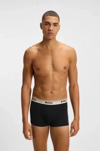Tre-pack boxershorts med logotyp i midjan i stretchbomull