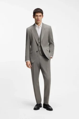 Tredelad kostym i slim fit i poplin av ullblandning