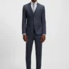 Tredelad slim fit-kostym i mönstrad stretchull