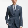 Tredelad slim fit-kostym i mönstrad stretchull