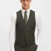 Tredelad slim fit-kostym i mönstrad stretchull