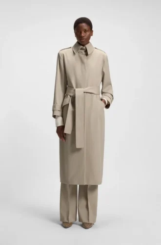 Trenchcoat i ny ull med bälte