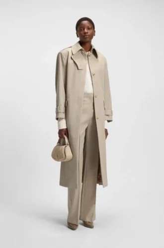 Trenchcoat i ny ull med bälte