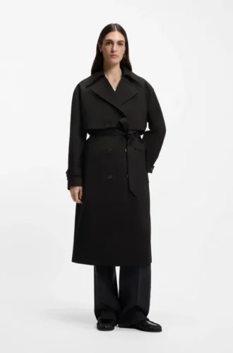 Trenchcoat med bälte i stretchbomull