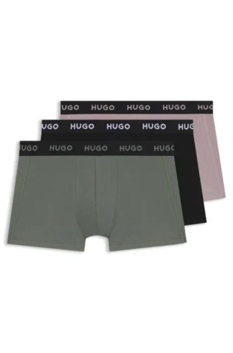 Trepack boxershorts med jacquardmönstrad logotyp i midjan