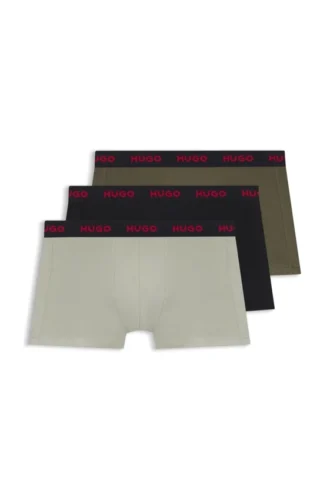 Trepack boxershorts med jacquardmönstrad logotyp i midjan