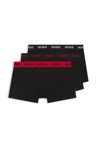 Trepack boxershorts med jacquardmönstrad logotyp i midjan