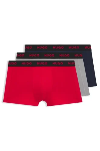 Trepack boxershorts med jacquardmönstrad logotyp i midjan