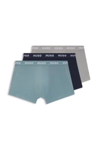 Trepack boxershorts med jacquardmönstrad logotyp i midjan