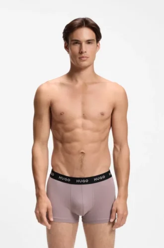 Trepack boxershorts med jacquardmönstrad logotyp i midjan