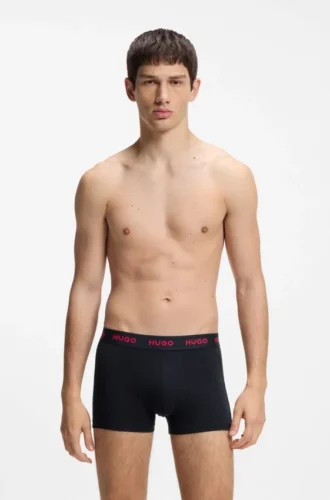 Trepack boxershorts med jacquardmönstrad logotyp i midjan
