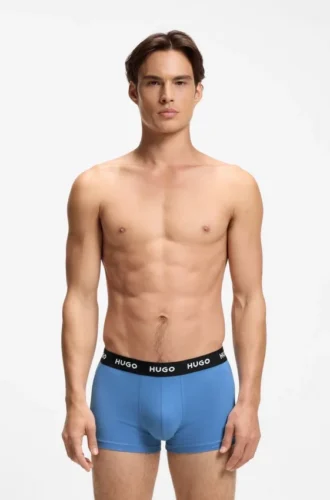 Trepack boxershorts med jacquardmönstrad logotyp i midjan