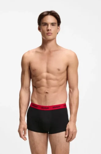 Trepack boxershorts med jacquardmönstrad logotyp i midjan