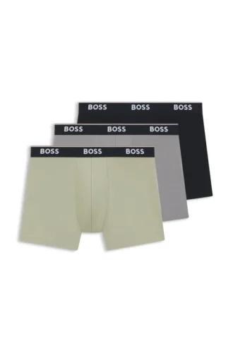 Trepack boxershorts med logotyp i midjan