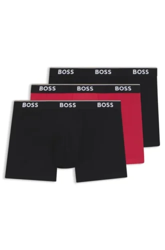 Trepack boxershorts med logotyp i midjan