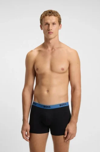 Trepack boxershorts med logotyp i midjan
