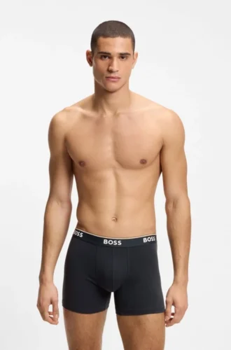 Trepack boxershorts med logotyp i midjan