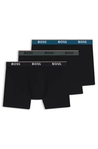 Trepack boxershorts med logotyp i midjan i stretchbomull