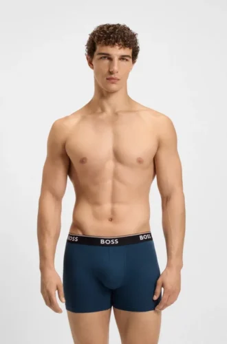 Trepack boxershorts med logotyp i midjan i stretchbomull