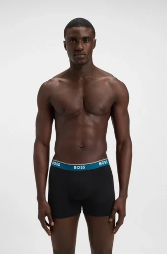 Trepack boxershorts med logotyp i midjan i stretchbomull