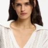 Tröja i bomullsblandning med stickad vågstruktur