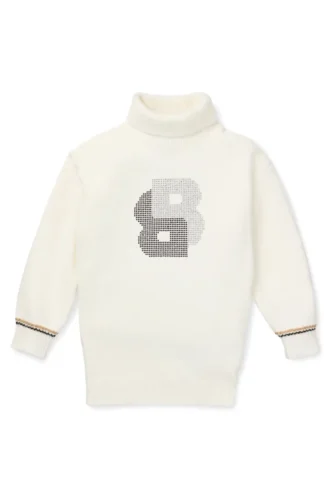 Tröja med polokrage och Double B-monogram i strass