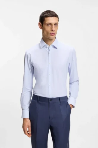 Tryckt slim fit-skjorta i stretchig funktionsjersey