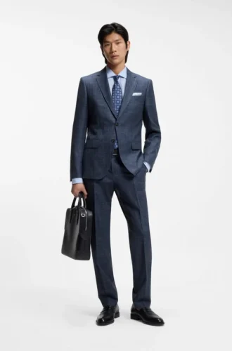 Tvådelad kostym i slim fit i ull, siden och linne