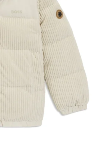 Vadderad jacka för barn med detaljer i corduroy
