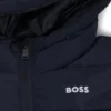 Vadderad jacka med huva och logodetaljer för barn