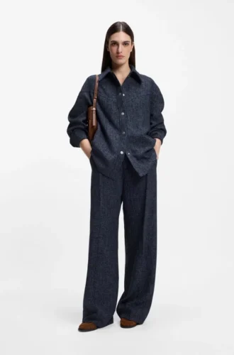 Över skjorta i avslappnad passform i tweed med denimlook