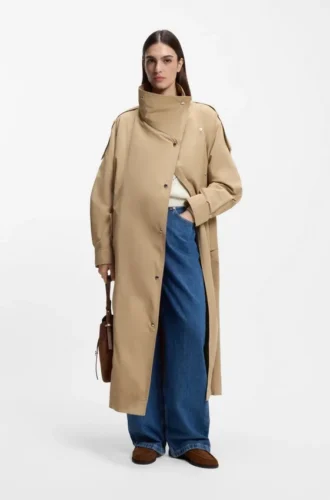 Överdimensionerad trenchcoat med vattenavvisande yta