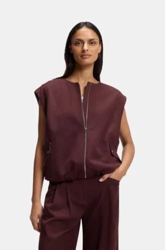 Väst med dragkedja fram i twill